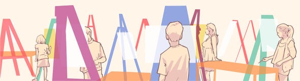 Ejemplo de la clase de pintura del arte con los estudiantes jovenes libre illustration Ejemplo de la clase de pintura del arte con los estudiantes jovenes libre illustration