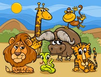 Ejemplo de la historieta del grupo de animales salvajes stock de ilustración Ejemplo de la historieta del grupo de animales salvajes stock de ilustración