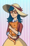 Ejemplo de la moda para la postal en sombrero con el gato ilustración del vector Ejemplo de la moda para la postal en sombrero con el gato ilustración del vector