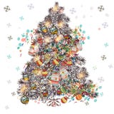 Ejemplo de la Navidad, tarjeta de felicitación linda del vector con el árbol ilustración del vector Ejemplo de la Navidad, tarjeta de felicitación linda del vector con el árbol ilustración del vector