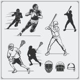 Ejemplo de los jugadores de los deportes Fútbol, béisbol y lacrosse libre illustration Ejemplo de los jugadores de los deportes Fútbol, béisbol y lacrosse libre illustration