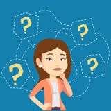 Ejemplo de pensamiento joven del vector de la mujer de negocios libre illustration Ejemplo de pensamiento joven del vector de la mujer de negocios libre illustration