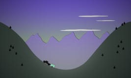Ejemplo de un camión que tira de un remolque encima de una colina ilustración del vector Ejemplo de un camión que tira de un remolque encima de una colina ilustración del vector