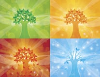 Ejemplo del fondo del árbol de cuatro estaciones stock de ilustración Ejemplo del fondo del árbol de cuatro estaciones stock de ilustración