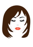 Ejemplo del icono del estilo de pelo de las mujeres, mujeres del logotipo en el fondo blanco, vector libre illustration Ejemplo del icono del estilo de pelo de las mujeres, mujeres del logotipo en el fondo blanco, vector libre illustration