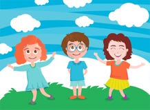 Ejemplo del vector de jugar feliz de los niños libre illustration Ejemplo del vector de jugar feliz de los niños libre illustration