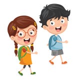 Ejemplo del vector de los niños que van a la escuela Fotos de archivo libres de regalías Ejemplo del vector de los niños que van a la escuela Fotos de archivo libres de regalías