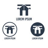 Ejemplo del vector de un logotipo de la empresa de la construcción con una casa y dos letras f y un círculo ilustración del vector Ejemplo del vector de un logotipo de la empresa de la construcción con una casa y dos letras f y un círculo ilustración del vector