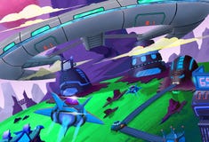 Ejemplo: La estación espacial secreta incorporada a la montaña ilustración del vector Ejemplo: La estación espacial secreta incorporada a la montaña ilustración del vector