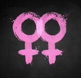 Ejemplo marcado con tiza del símbolo femenino del género stock de ilustración Ejemplo marcado con tiza del símbolo femenino del género stock de ilustración