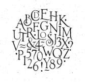 El alfabeto del vintage pone letras y numera a negro ilustración del vector El alfabeto del vintage pone letras y numera a negro ilustración del vector