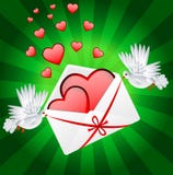 El blanco dos una paloma es sobre llevado con los corazones libre illustration El blanco dos una paloma es sobre llevado con los corazones libre illustration