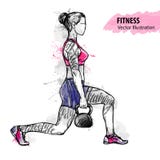 El bosquejo de la mano de una muchacha está entrenando con el peso Ejemplo del deporte del vector libre illustration El bosquejo de la mano de una muchacha está entrenando con el peso Ejemplo del deporte del vector libre illustration