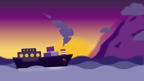 El buque de carga lleva los envases a través del océano ilustración del vector El buque de carga lleva los envases a través del océano ilustración del vector