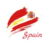 El cepillo colorido de España frota ligeramente el icono nacional pintado de la bandera de país Textura pintada libre illustration El cepillo colorido de España frota ligeramente el icono nacional pintado de la bandera de país Textura pintada libre illustration