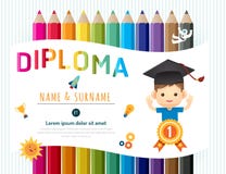 El certificado embroma el diploma, disposición de la plantilla de la guardería ilustración del vector El certificado embroma el diploma, disposición de la plantilla de la guardería ilustración del vector