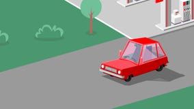 El coche está conduciendo en la calle Ejemplo del arte ilustración del vector El coche está conduciendo en la calle Ejemplo del arte ilustración del vector