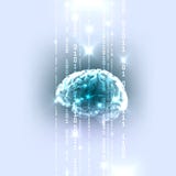 El concepto de cerebro humano activo con código binario stock de ilustración El concepto de cerebro humano activo con código binario stock de ilustración