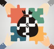 El concepto de inversión y de negocio de la junta Hombres de negocios doblados stock de ilustración El concepto de inversión y de negocio de la junta Hombres de negocios doblados stock de ilustración