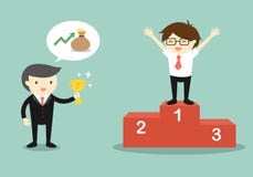 El concepto del negocio, Boss da un trofeo al hombre de negocios libre illustration El concepto del negocio, Boss da un trofeo al hombre de negocios libre illustration