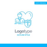El diseño azul del logotipo para el seguro, familia, hogar, protege, corazón BU ilustración del vector El diseño azul del logotipo para el seguro, familia, hogar, protege, corazón BU ilustración del vector