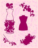 El ejemplo de los accesorios de costura, herramientas para la moda diseña, maniquí, carrete, agujas, botones Foto de archivo libre de regalías El ejemplo de los accesorios de costura, herramientas para la moda diseña, maniquí, carrete, agujas, botones Foto de archivo libre de regalías