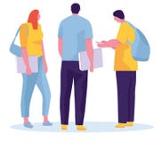 El grupo de estudiantes está saltando en un fondo blanco Gente joven alegre con las mochilas y los libros Ilustración del vector libre illustration El grupo de estudiantes está saltando en un fondo blanco Gente joven alegre con las mochilas y los libros Ilustración del vector libre illustration