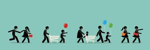 El hacer compras feliz de los compradores libre illustration El hacer compras feliz de los compradores libre illustration