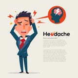 El hombre elegante consigue dolor de cabeza - concepto de la atención sanitaria y de la jaqueca - vecto stock de ilustración El hombre elegante consigue dolor de cabeza - concepto de la atención sanitaria y de la jaqueca - vecto stock de ilustración