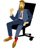 El hombre es el jefe en la butaca en un traje, zapatos y calcetines rojos ilustración del vector El hombre es el jefe en la butaca en un traje, zapatos y calcetines rojos ilustración del vector