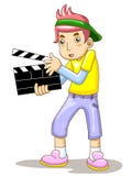 El hombre está sosteniendo una pizarra de la película Imagen de archivo El hombre está sosteniendo una pizarra de la película Imagen de archivo