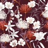 El jardín floreciente botánico del vintage hermoso florece l inacabado stock de ilustración El jardín floreciente botánico del vintage hermoso florece l inacabado stock de ilustración