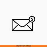 El mensaje del vector envuelve y acuña el icono Concepto de diseño de la factura de Internet, letra de dinero de las noticias Mov stock de ilustración El mensaje del vector envuelve y acuña el icono Concepto de diseño de la factura de Internet, letra de dinero de las noticias Mov stock de ilustración