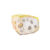 El pedazo de queso aislado en el fondo blanco, ejemplo de la acuarela Fotografía de archivo El pedazo de queso aislado en el fondo blanco, ejemplo de la acuarela Fotografía de archivo