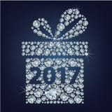 El regalo presente con 2017 compuso muchos diamantes ilustración del vector El regalo presente con 2017 compuso muchos diamantes ilustración del vector
