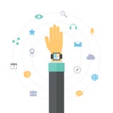 El reloj elegante ofrece concepto plano del ejemplo stock de ilustración El reloj elegante ofrece concepto plano del ejemplo stock de ilustración
