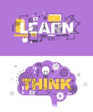 El sistema de conceptos modernos del ejemplo del vector de palabras aprende y piensa ilustración del vector El sistema de conceptos modernos del ejemplo del vector de palabras aprende y piensa ilustración del vector