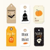 El sistema del regalo lindo de Halloween marca con etiqueta, las etiquetas con las calabazas, cráneo humano, palo y tumba Ilustra Fotografía de archivo libre de regalías El sistema del regalo lindo de Halloween marca con etiqueta, las etiquetas con las calabazas, cráneo humano, palo y tumba Ilustra Fotografía de archivo libre de regalías