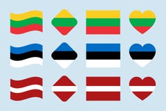 El sistema del vector de las banderas de Países Bálticos Colección de la bandera nacional de Lituania, Estonia, Letonia Iconos ai stock de ilustración El sistema del vector de las banderas de Países Bálticos Colección de la bandera nacional de Lituania, Estonia, Letonia Iconos ai stock de ilustración