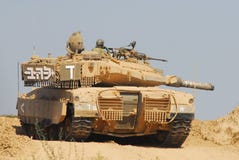 El tanque israelí de la CA - Merkava imágenes de archivo libres de regalías El tanque israelí de la CA - Merkava imágenes de archivo libres de regalías