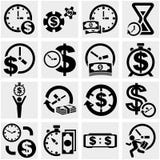 El tiempo es iconos de un vector del dinero fijados en gris stock de ilustración El tiempo es iconos de un vector del dinero fijados en gris stock de ilustración