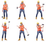 El trabajador industrial aislado en blanco fotografía de archivo libre de regalías El trabajador industrial aislado en blanco fotografía de archivo libre de regalías