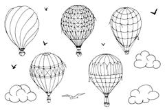 El vector aisl? los globos en el fondo blanco Muchos balones de aire rayados que vuelan en el cielo nublado Modelos de nubes y de libre illustration El vector aisl? los globos en el fondo blanco Muchos balones de aire rayados que vuelan en el cielo nublado Modelos de nubes y de libre illustration