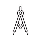 El vector del icono del compás aislado en el fondo blanco, contornea la muestra, la muestra y símbolos en estilo linear fino del ilustración del vector El vector del icono del compás aislado en el fondo blanco, contornea la muestra, la muestra y símbolos en estilo linear fino del ilustración del vector