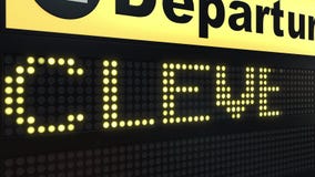 El vuelo a Cleveland en salidas del aeropuerto internacional sube El viajar a la introducción conceptual de Estados Unidos ilustración del vector El vuelo a Cleveland en salidas del aeropuerto internacional sube El viajar a la introducción conceptual de Estados Unidos ilustración del vector