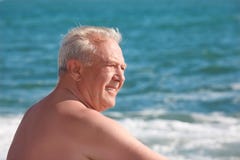 Elderly smiling man on seacoast royalty free stock photos Elderly smiling man on seacoast royalty free stock photos