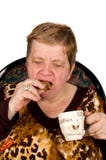 Elderly Woman Is Drinking Coffee Royalty Free Stock Photo
