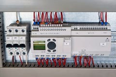 In the electrical Cabinet circuit breaker, control relay, expansion unit. royalty free stock image In the electrical Cabinet circuit breaker, control relay, expansion unit. royalty free stock image