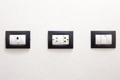 Electrical outlets in a wall royalty free stock photography Electrical outlets in a wall royalty free stock photography