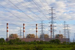 Electrical Power Plant And Pylons Stock Photography